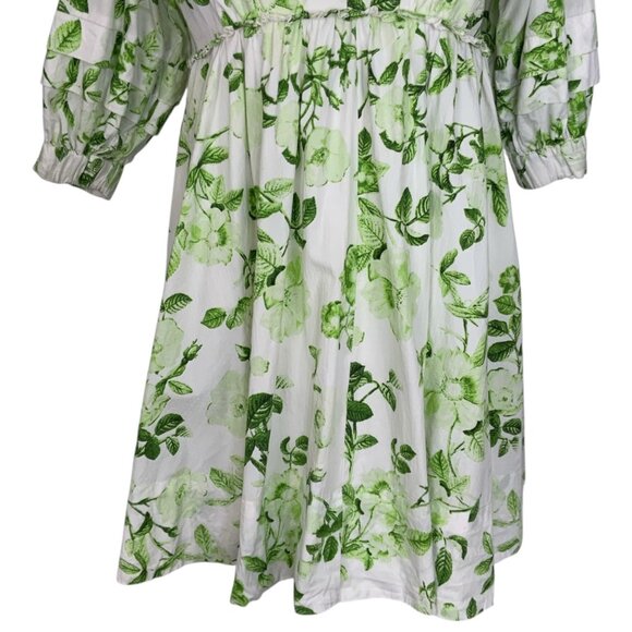 Anthropologie Maeve V-Neck Tunic Mini Dress XS Green Floral - Picture 13 of 16